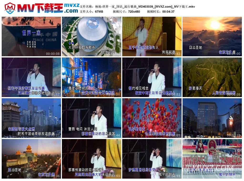 杨旭-世界一家_国语_流行歌曲_MD403039